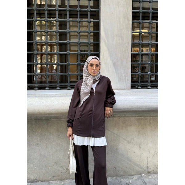 Efran Fermuarlı Takım - Acı Kahve