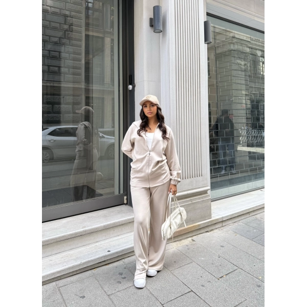 Efran Fermuarlı Takım - Bej