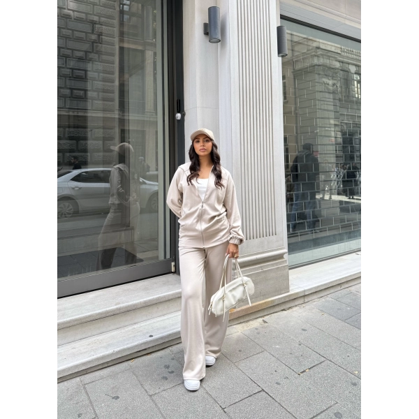 Efran Fermuarlı Takım - Bej