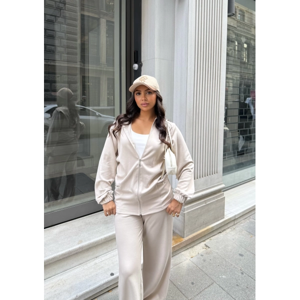 Efran Fermuarlı Takım - Bej