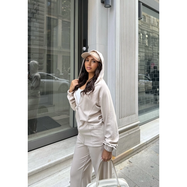 Efran Fermuarlı Takım - Bej