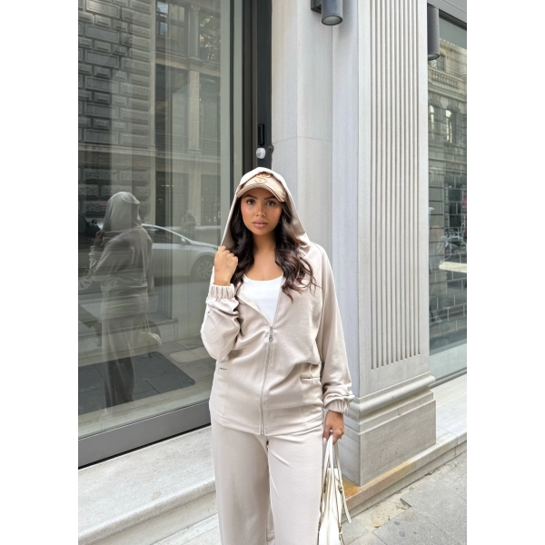 Efran Fermuarlı Takım - Bej