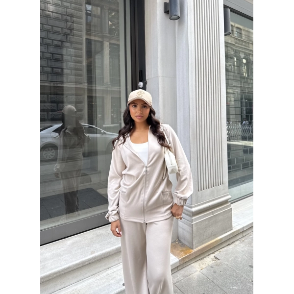 Efran Fermuarlı Takım - Bej