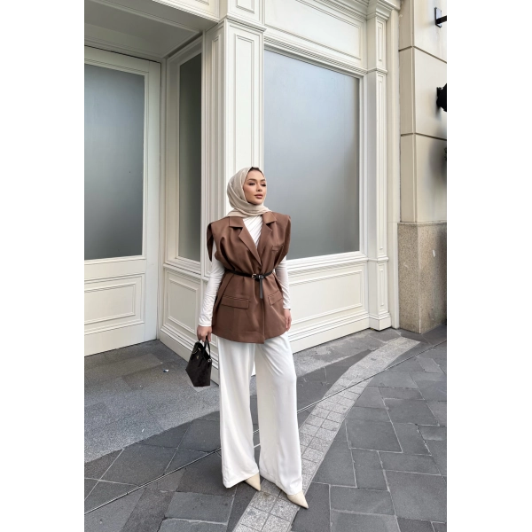 Emr Kemerli Yelek - Kahve