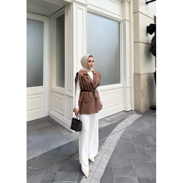 Emr Kemerli Yelek - Kahve