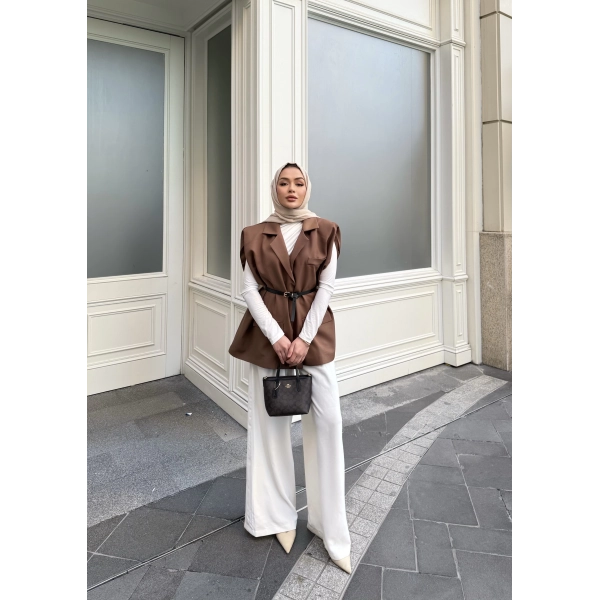 Emr Kemerli Yelek - Kahve