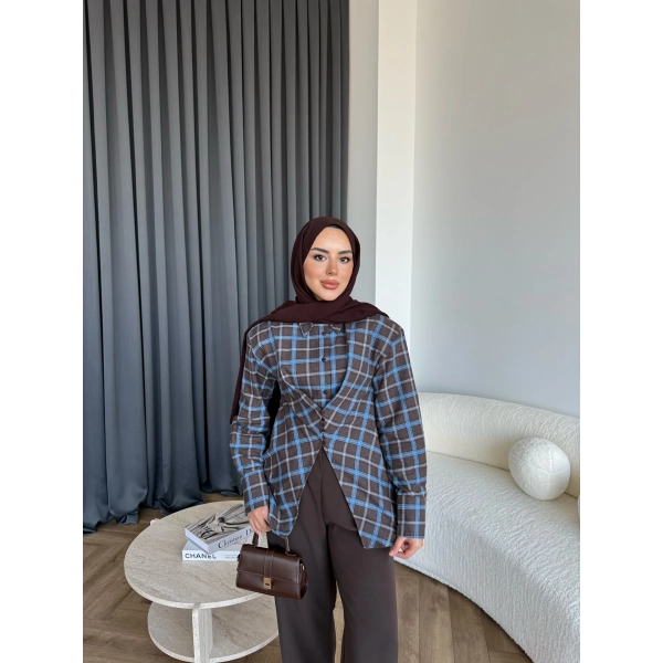 Esla Kareli Gömlek - Kahve