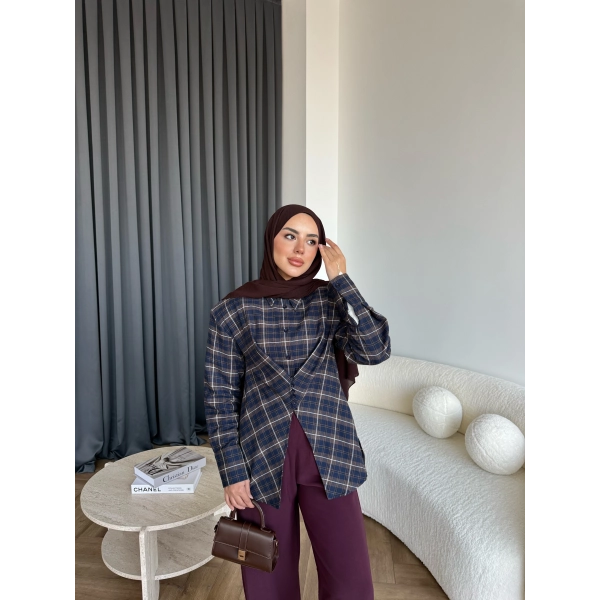 Esla Kareli Gömlek - Lacivert