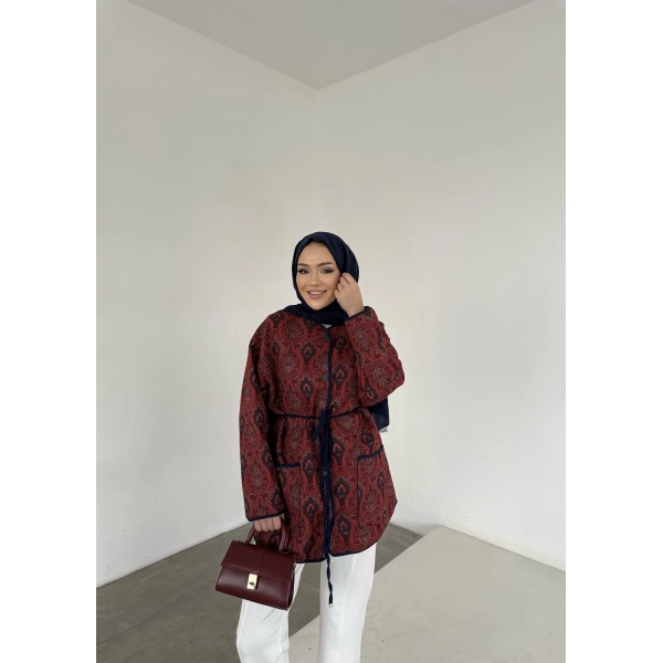 Etnik Desen Biyeli Ceket