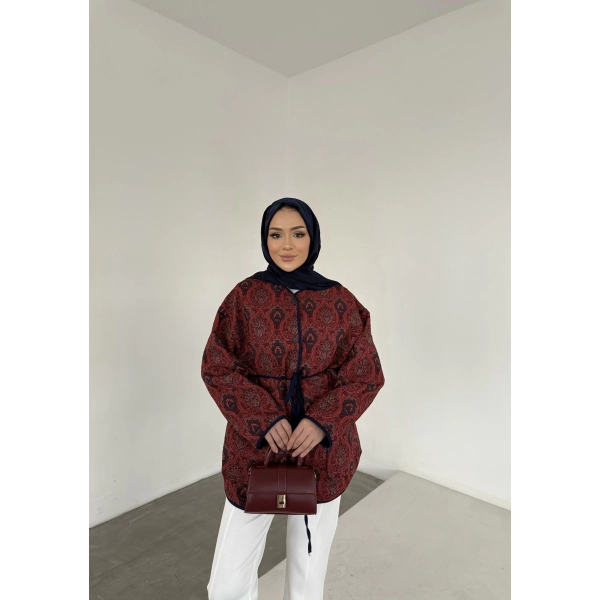 Etnik Desen Biyeli Ceket