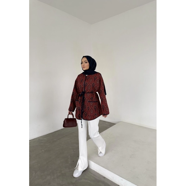 Etnik Desen Biyeli Ceket