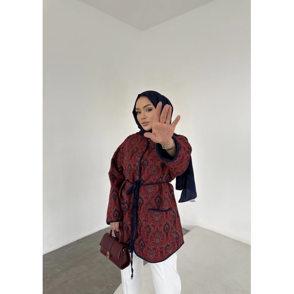 Etnik Desen Biyeli Ceket