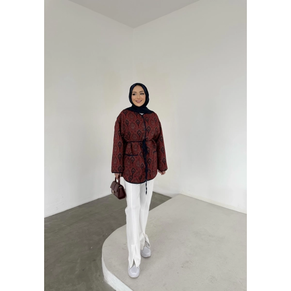 Etnik Desen Biyeli Ceket