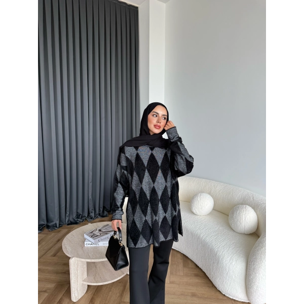 Faramis Baklava Tüylü Kazak - Siyah