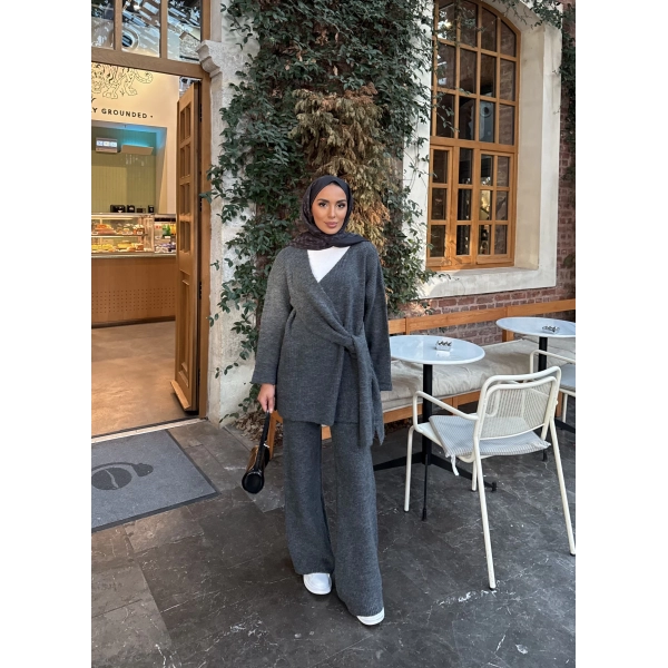 Fireya Bağlamalı Triko Takım - Antrasit