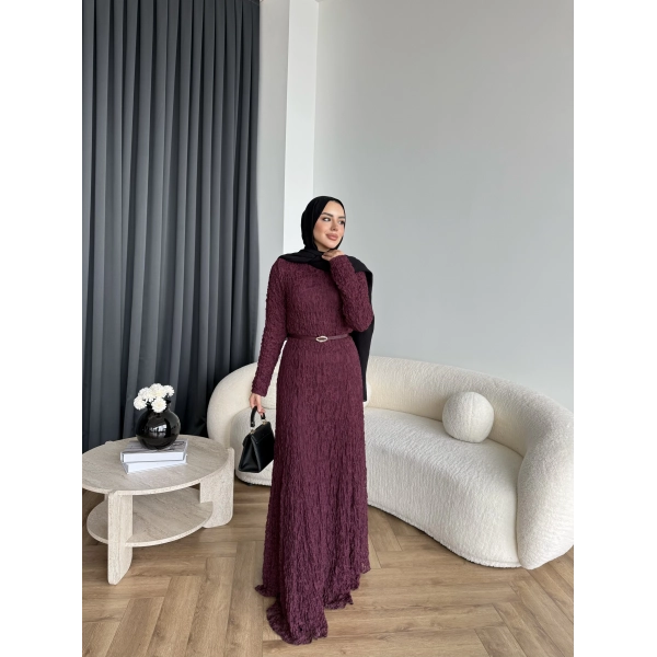 Fuş - Rodry Dantel Elbise - Bordo