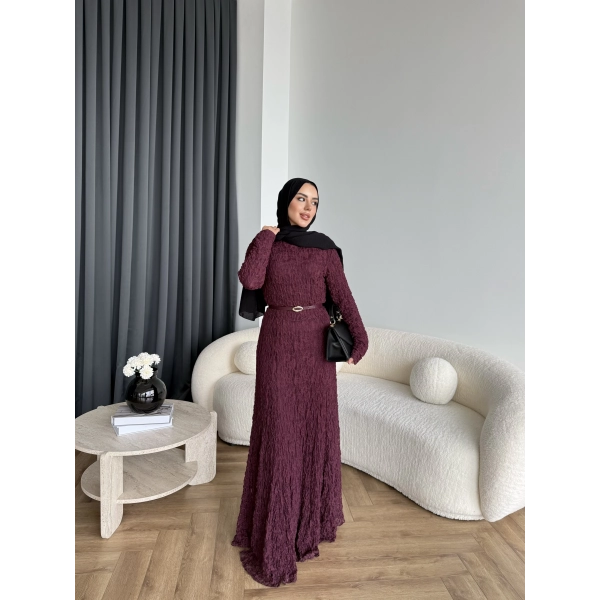 Fuş - Rodry Dantel Elbise - Bordo