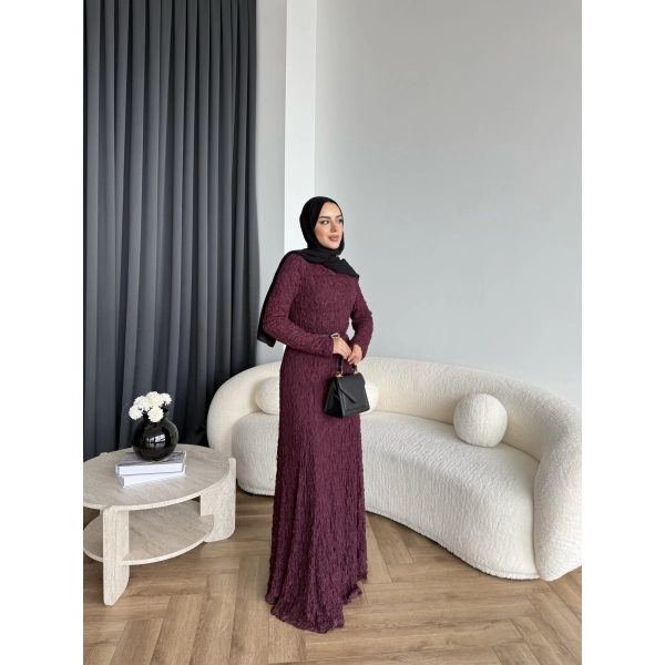 Fuş - Rodry Dantel Elbise - Bordo