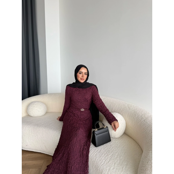 Fuş - Rodry Dantel Elbise - Bordo