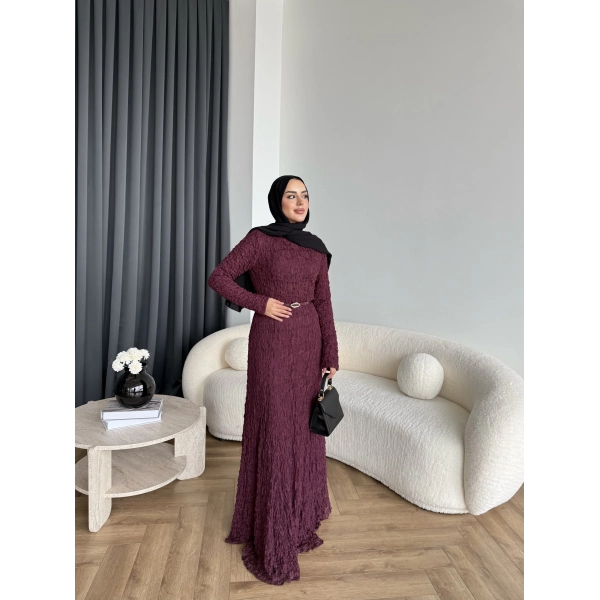 Fuş - Rodry Dantel Elbise - Bordo