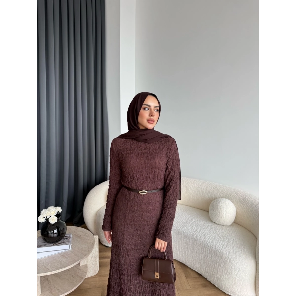 Fuş - Rodry Dantel Elbise - Kahve