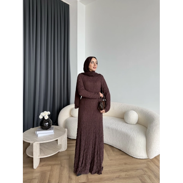 Fuş - Rodry Dantel Elbise - Kahve