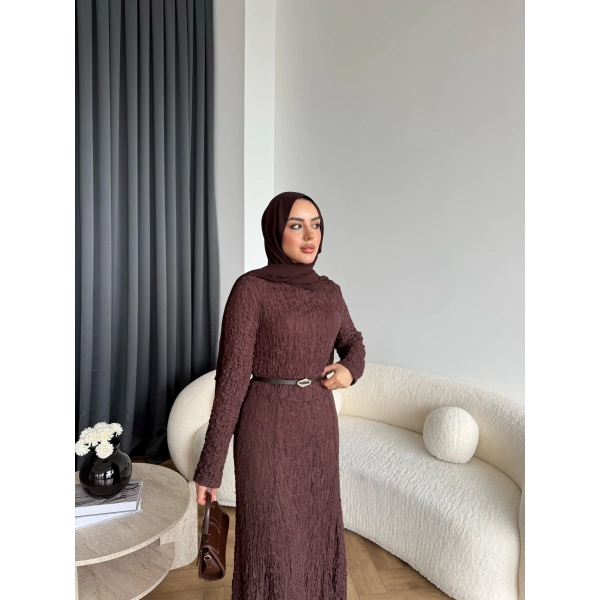 Fuş - Rodry Dantel Elbise - Kahve