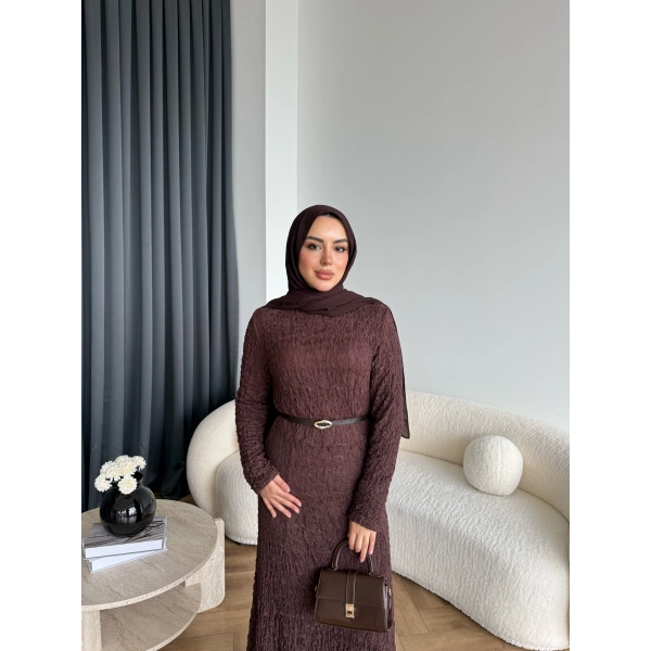 Fuş - Rodry Dantel Elbise - Kahve