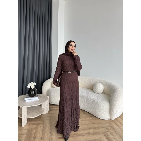 Fuş - Rodry Dantel Elbise - Kahve