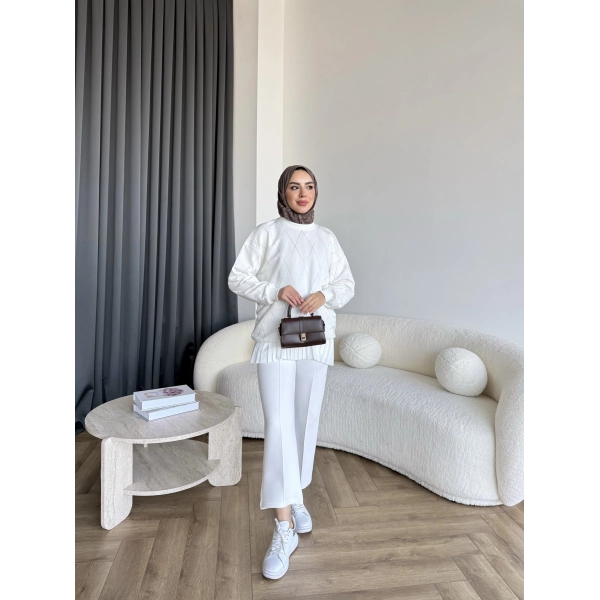 Gn-Elban Taşlı Sweat - Beyaz