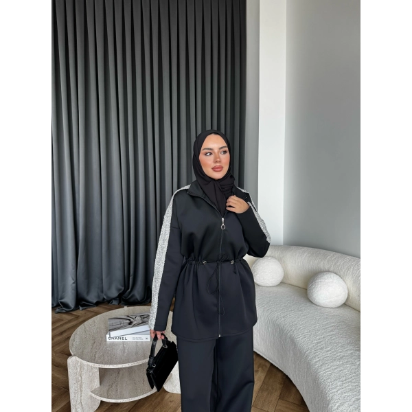 Gollan Fermuarlı Scuba Takım - Siyah