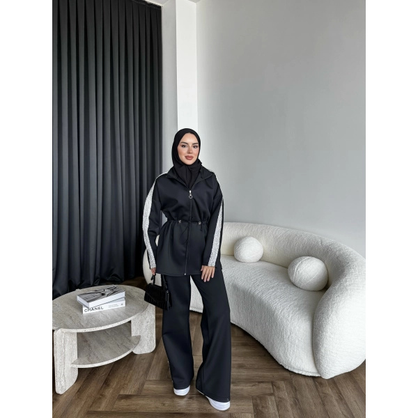 Gollan Fermuarlı Scuba Takım - Siyah