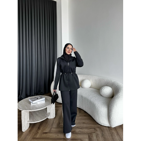 Gollan Fermuarlı Scuba Takım - Siyah