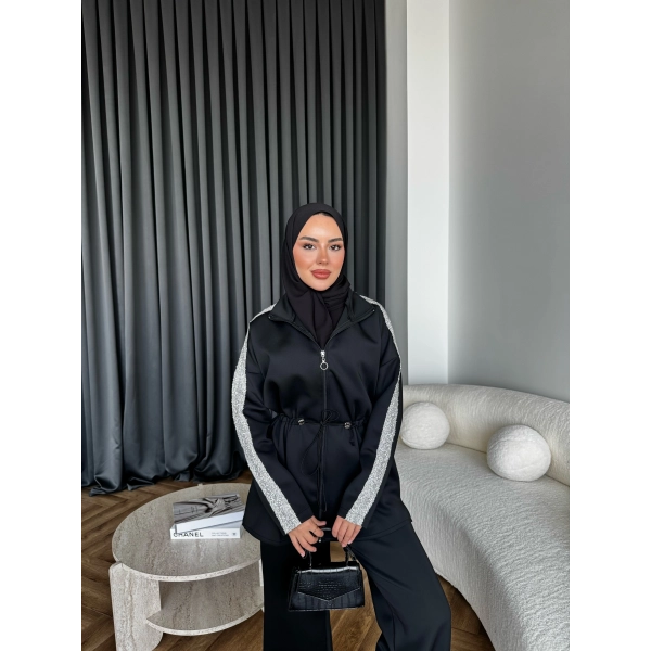 Gollan Fermuarlı Scuba Takım - Siyah