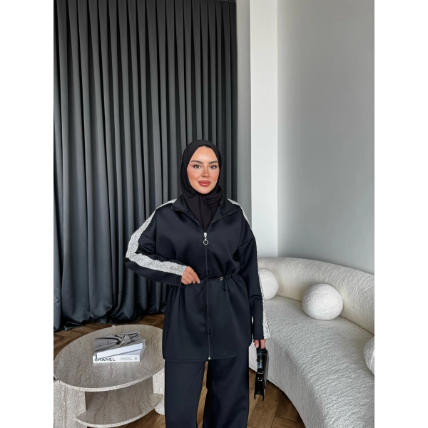 Gollan Fermuarlı Scuba Takım - Siyah