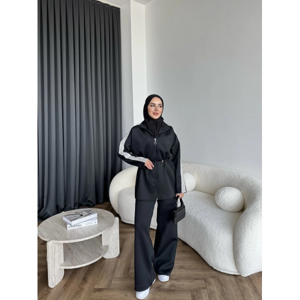 Gollan Fermuarlı Scuba Takım - Siyah