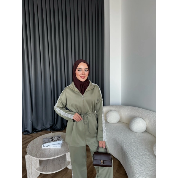 Gollan Fermuarlı Scuba Takım - Yeşil