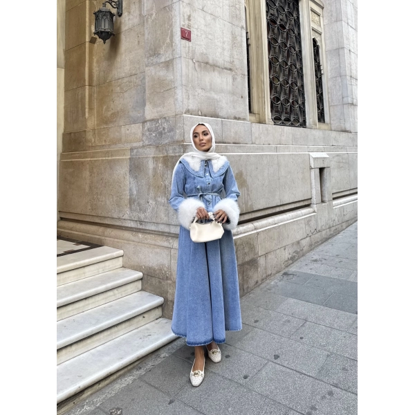 Gülin Kürk Detay Etekli Kot Takım