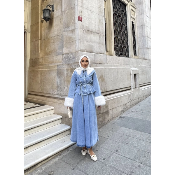 Gülin Kürk Detay Etekli Kot Takım