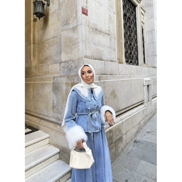 Gülin Kürk Detay Etekli Kot Takım