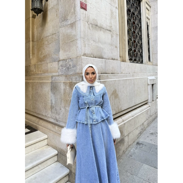 Gülin Kürk Detay Etekli Kot Takım