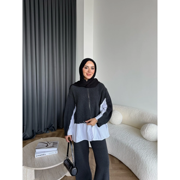 Hanne Gömlek Detaylı Takım - Antrasit