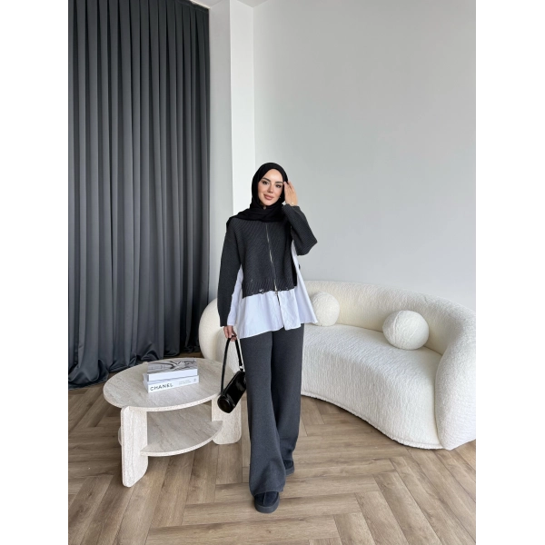 Hanne Gömlek Detaylı Takım - Antrasit