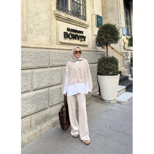 Hanne Gömlek Detaylı Takım - Bej