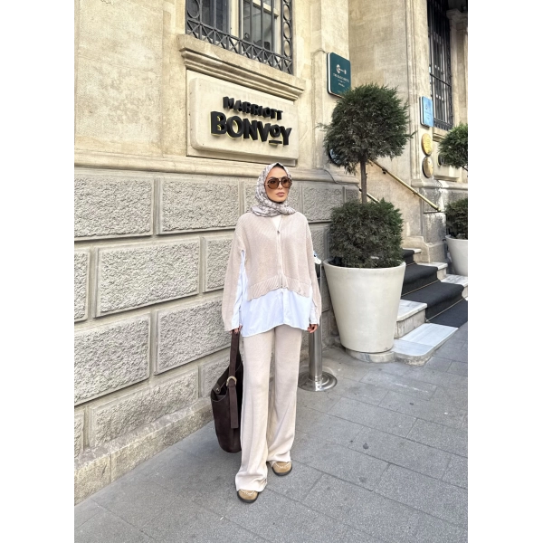 Hanne Gömlek Detaylı Takım - Bej