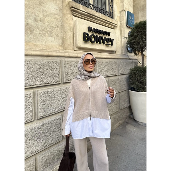 Hanne Gömlek Detaylı Takım - Bej