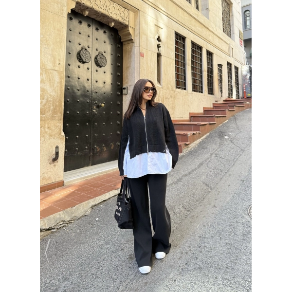 Hanne Gömlek Detaylı Takım - Siyah