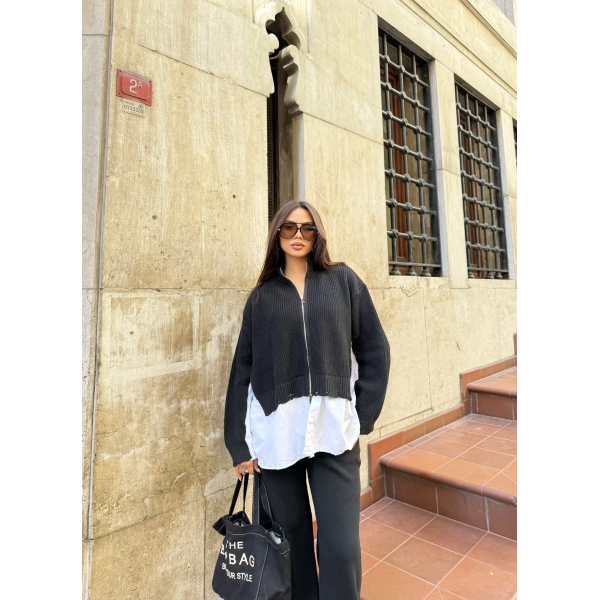 Hanne Gömlek Detaylı Takım - Siyah