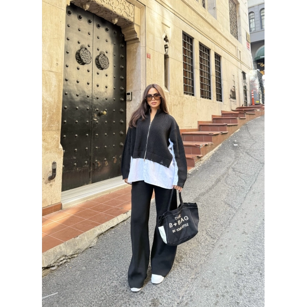 Hanne Gömlek Detaylı Takım - Siyah