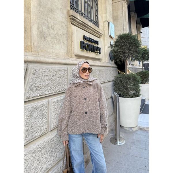 Hansa Düğmeli Kaban Ceket - Vizon